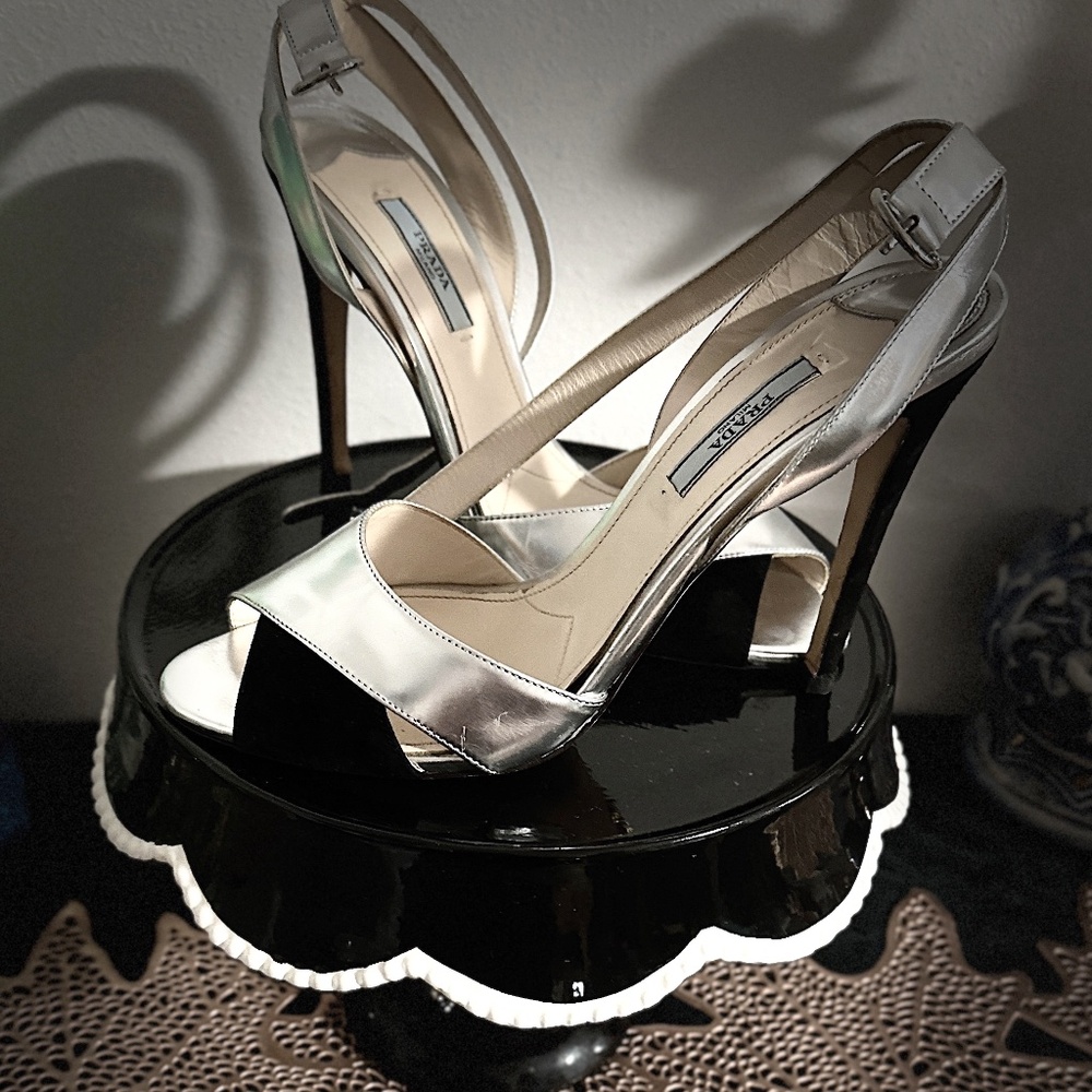 Prada Suede Metallica Leather ankle Strap Sandal